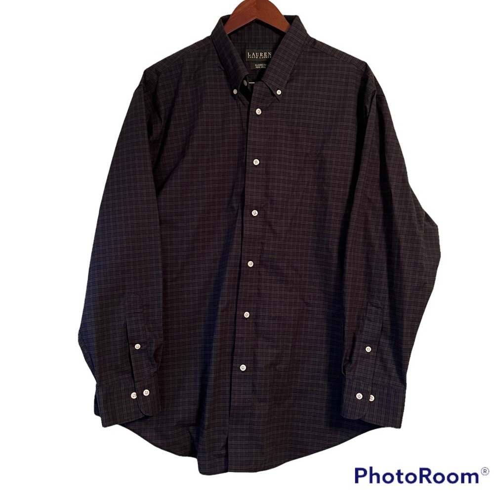 Lauren Ralph Lauren Green Blue Plaid Button Down 18 34/35